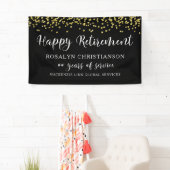 Happy Retirement Black Gold Confetti Skript Banner (Insitu)
