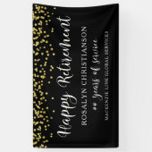 Happy Retirement Black Gold Confetti Skript Banner (Vertikal)