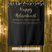 Happy Retirement Black Gold Confetti Streamers Wandteppich