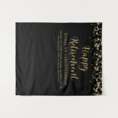 Happy Retirement Black Gold Confetti Streamers Wandteppich (Vorderseite (Horizontal))