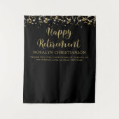 Happy Retirement Black Gold Confetti Streamers Wandteppich (Vorderseite)