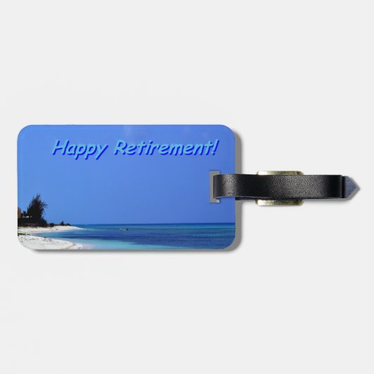 Happy Retirement - Blauer Himmel, blauer Ozean Gepäckanhänger (Rückseite horizontal)