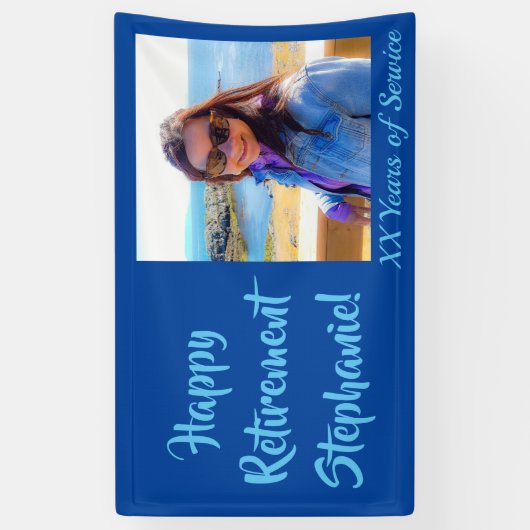 Happy Retirement Blue Foto Retirement Party Banner (Vertikal)