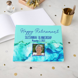 Happy Retirement Blue Green Watercolor Custom Gästebuch