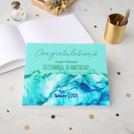 Happy Retirement Blue Green Watercolor Custom Gästebuch