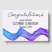 Happy Retirement Blue Lila Watercolor Custom Gästebuch (Vorderseite)