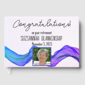Happy Retirement Blue Lila Watercolor Custom Gästebuch (Vorderseite)