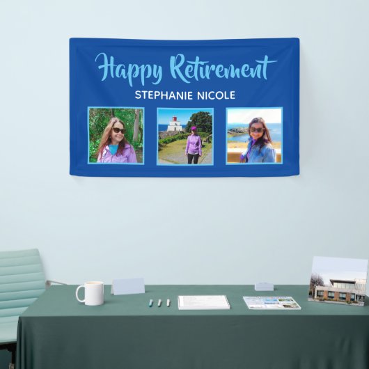 Happy Retirement Blue Multiple Fotos Banner (Messeveranstaltung)
