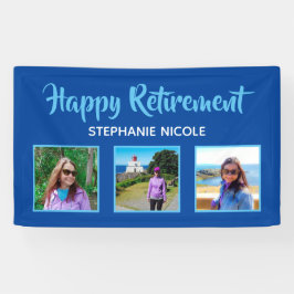 Happy Retirement Blue Multiple Fotos Banner