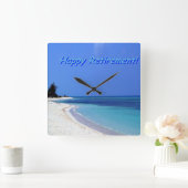 Happy Retirement Blue Ocean Quadratische Wanduhr (Zuhause)