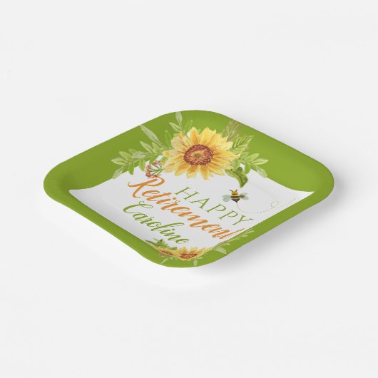Happy Retirement Blumenblume Pappteller (Gewinkelt)