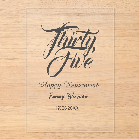 Happy retirement bold letter name year elegant sim acryleinladungen (Vorderseite)