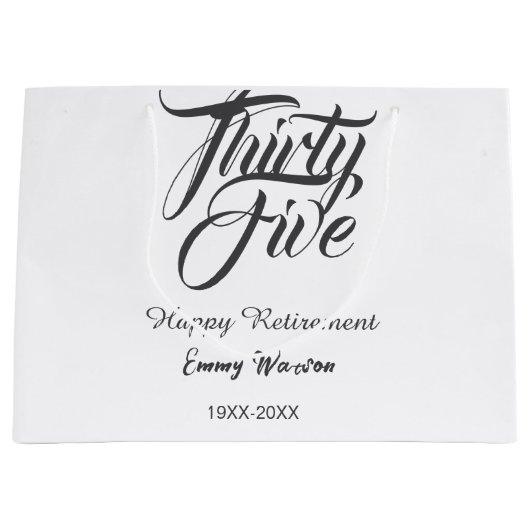 Happy retirement bold letter name year elegant sim große geschenktüte (Vorderseite)