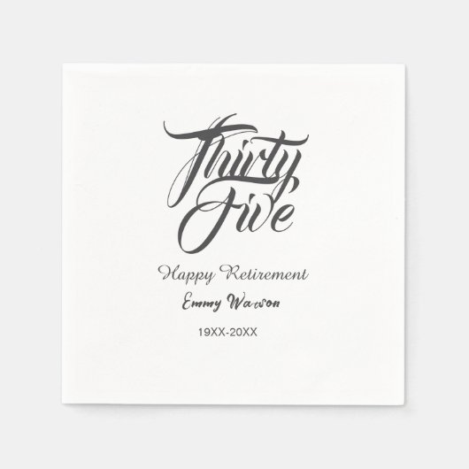 Happy retirement bold letter name year elegant sim serviette (Vorderseite)