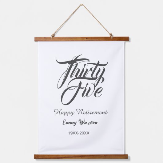 Happy retirement bold letter name year elegant sim wandteppich mit holzrahmen (Vorderseite)