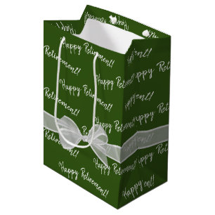 Happy Retirement Bow auf Green Mittlere Geschenktüte