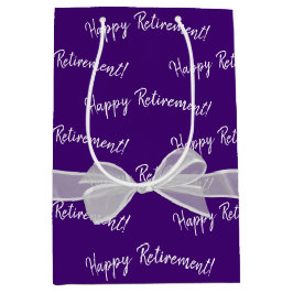 Happy Retirement Bow auf Lila Mittlere Geschenktüte