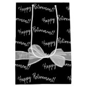 Happy Retirement bow on black Mittlere Geschenktüte (Rückseite)