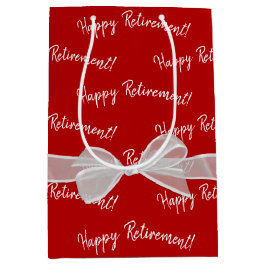 Happy Retirement Bow on Red Mittlere Geschenktüte