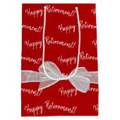 Happy Retirement Bow on Red Mittlere Geschenktüte (Rückseite)