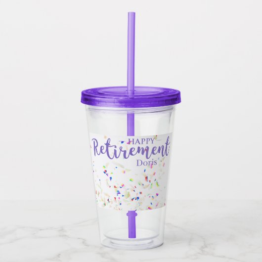 Happy Retirement Confetti Acrylic Tumbler Acryltrinkbecher (Vorderseite)