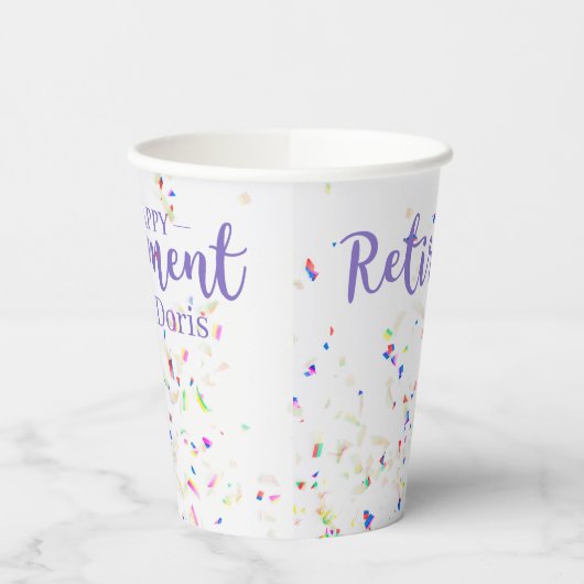Happy Retirement Confetti Papiertasse Pappbecher (Links)