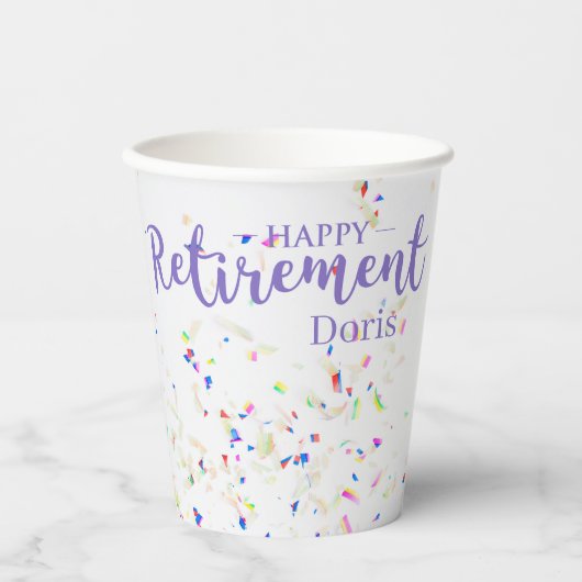 Happy Retirement Confetti Papiertasse Pappbecher (Vorderseite)