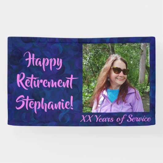 Happy Retirement Dark Blue Foto Retirement Party Banner (Horizontal)