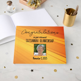 Happy Retirement Diagonal Gold Streak Custom Foto Gästebuch