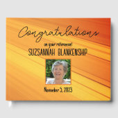 Happy Retirement Diagonal Gold Streak Custom Foto Gästebuch (Vorderseite)