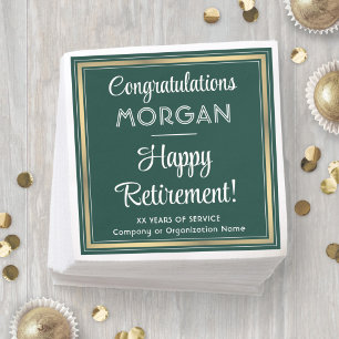 Happy Retirement Elegantes Green und Gold Party Serviette