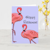 Happy Retirement Flamingos Vintager Stil Karte (Gelbe Blume)