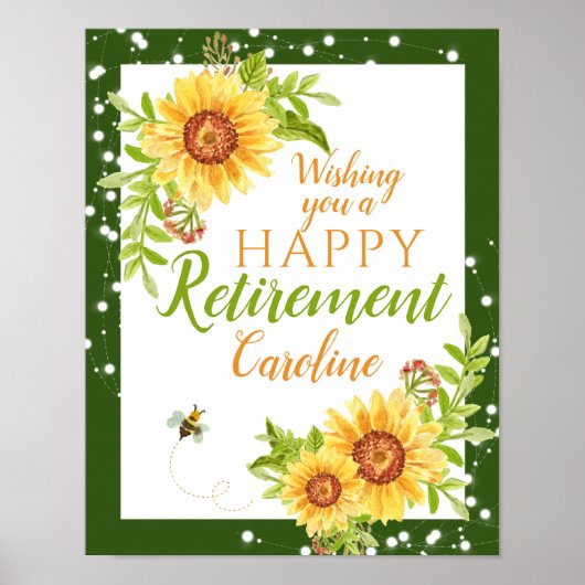 Happy Retirement Floral Gelbe Sonnenblume Poster (Vorne)