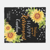 Happy Retirement Floral Sonnenblume Schwarz Fleecedecke (Vorderseite (Horizontal))