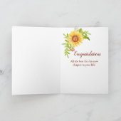 Happy Retirement Floral Sunflower Black Card Karte (Innenseite)