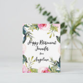 Happy Retirement Floral Watercolor Cursive Script (Stehend Vorderseite)