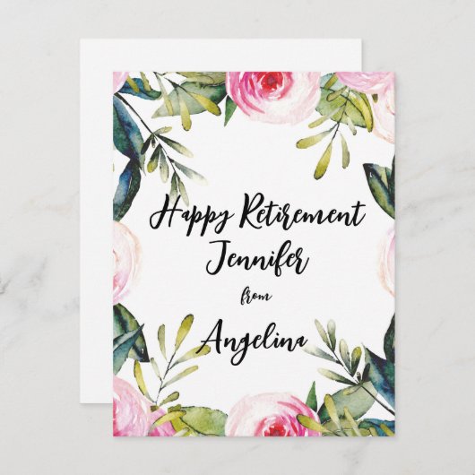 Happy Retirement Floral Watercolor Cursive Script (Vorne/Hinten)