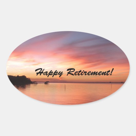 Happy Retirement Florida Sunset Ovaler Aufkleber (Vorderseite)
