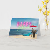 Happy Retirement Funny Surreal Beach Scene Karte (Gelbe Blume)