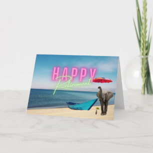 Happy Retirement Funny Surreal Beach Scene Karte