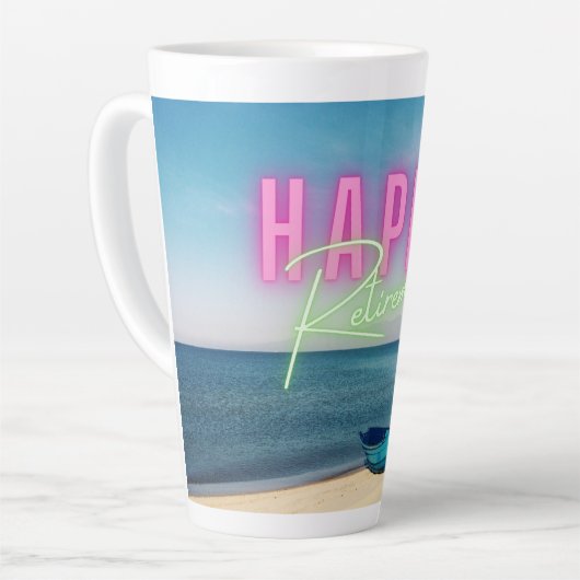 Happy Retirement Funny Surreal Beach Scene Milchtasse (Linke Ecke)