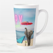 Happy Retirement Funny Surreal Beach Scene Milchtasse (Rechts)