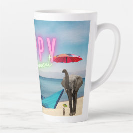 Happy Retirement Funny Surreal Beach Scene Milchtasse