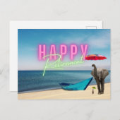 Happy Retirement Funny Surreal Beach Scene Postkarte (Vorne/Hinten)