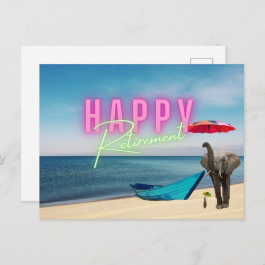 Happy Retirement Funny Surreal Beach Scene Postkarte (Vorne/Hinten)