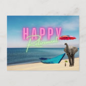 Happy Retirement Funny Surreal Beach Scene Postkarte (Vorderseite)