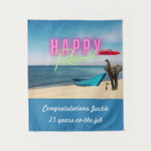 Happy Retirement Funny Surreal Beach Scene Wandteppich (Vorderseite)