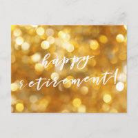 Happy Retirement! Glamour Gold Glitzern Postcard
