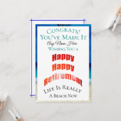 Happy Retirement Glückwunschs und Name - Karte (Vorderseite/Rückseite Beispiel)