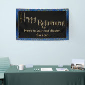 Happy Retirement Gold Confetti, Bright Blue Banner (Messeveranstaltung)